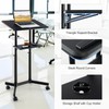 Tangkula Mobile Lectern Podium, Height-Adjustable Rolling Laptop cart with Tilting