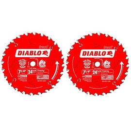 Diablo D0724P 7-1/4-Inch 24 Tooth ATB Carbide Framing Saw Blade with 5/8-Inch and Diamond Knockout Arbor (Pak of 2)