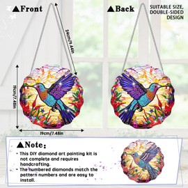 GADITIEK 5d Diamond Painting Kit for Adults, DIY Double Sided Hummingbird Diamond Art Accessories, Craft Kit, Crystal Art Kit, Sun Catchers, Small Hanging Ornament for Windows Garden Decoration