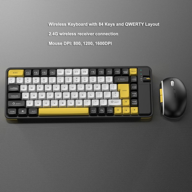 Keyboard and Mouse Combo 84 Keys QWERTY Layout USB Receiver