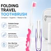 2Pcs Folding Travel Toothbrushes, Portable Mini Soft-Bristle (Pink&Purple)