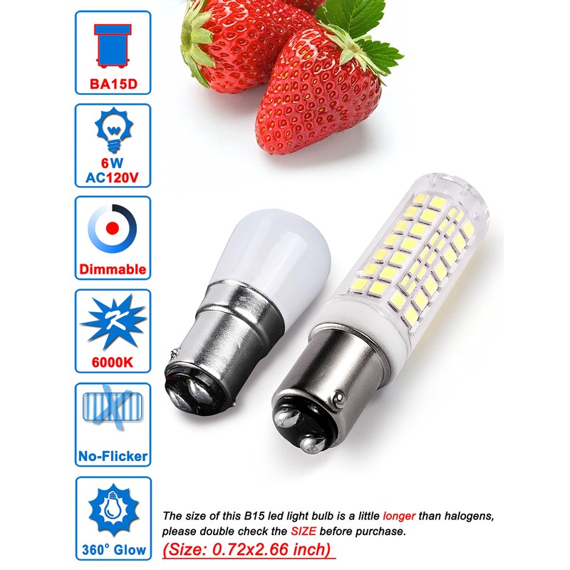 Ziomitus Dimmable BA15D Led Bulbs 120V Daylight 6000K, 40W 50W