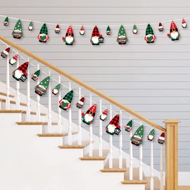 Big Dot of Happiness Red and Green Holiday Gnomes - Christmas Party DIY Decorations - Clothespin Garland Banner - 44 Pieces