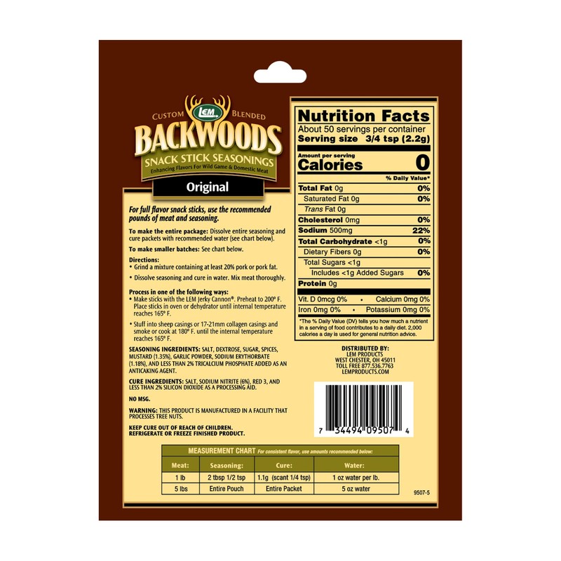 LEM Backwoods Snack Stick Seasoning with Cure Packet
