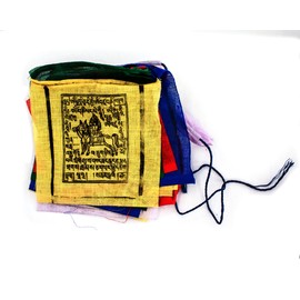 YAKEBA Tibetan Prayer Flag, 4.20 Metres, 20 Flags (Each 17 x 17 cm), 100% Cotton, Traditional Wooden Model Print, Outdoor Bunting Fabric, Garden Flag