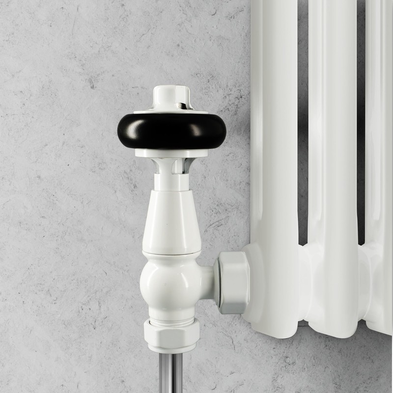 VANCOCO Traditional Angled Brass Thermostatic Radiator Valve 15mm 1/2'' Handwheel