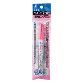 Shinwa Sokutei 78419 Construction Paint Marker, Medium Point, Round Point, Fluorescent Pink