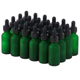 SprayDroplet 12 Pcs, 1oz Glass Dropper Bottle, Leakproof Tincture Bottles with Dropper, Green Reusable Eye Dropper Bottle, Preety Frosted Texture, for All Kinds of Liquids (Green-Frosted, 1oz-12pcs)
