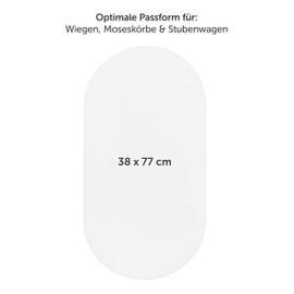 Laleni Premium Spannbettlaken 38x77 cm Babywiege oval 2er Set | Oeko-TEX zertifiziertes Spannbettlaken Stubenwagen | Stubenwagen Bezug 100% Baumwolle/Spannbettlaken Kinderwagen | Baby Bettwäsche Weiß