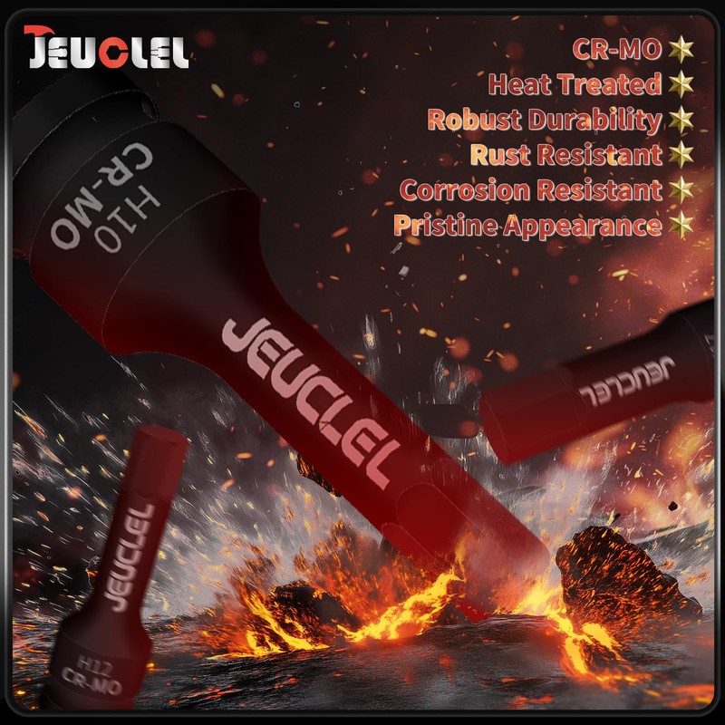 JEUCLEL 8PCS Hex Impact Bit Socket Set, 1/2-Inch Impact Drive