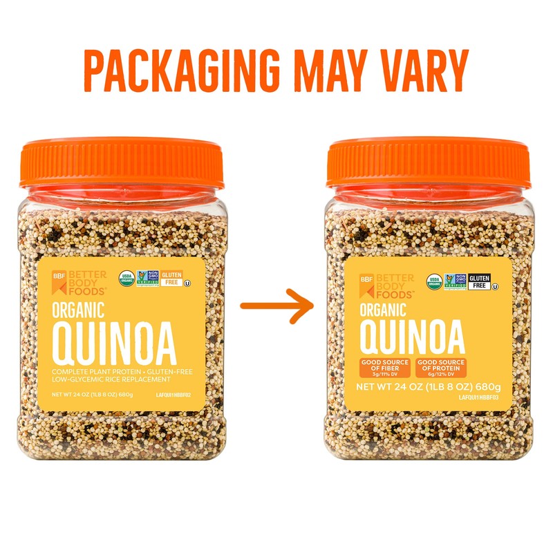 BetterBody Foods Organic Quinoa, Vegan, Gluten Free, Low Glycemic Rice