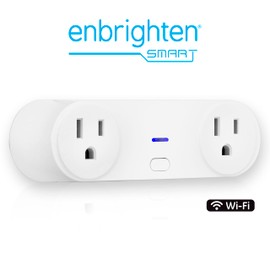 Enbrighten Vibe Smart Light Switch, Indoor Oval Plug-in, 2-Grounded Outlet, Simultaneous Control, No Hub Required, Compatible with Alexa, Google Home, White, 51253