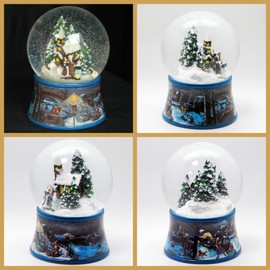 Snow Globe Christmas Walk Christmas Singer on Base Nostalgic Ice Skater Blue Christmas Winter with Music Box - 100 mm Wide * 20130