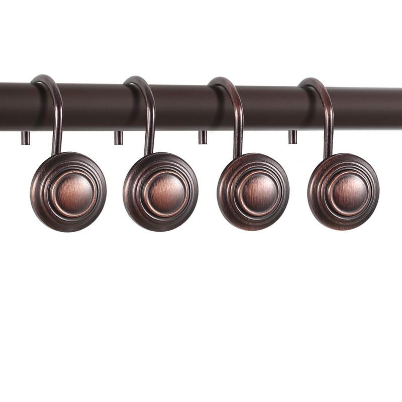 CHICTIE Bronze Shower Curtain Hooks - Oil Rubbed,Set of 12