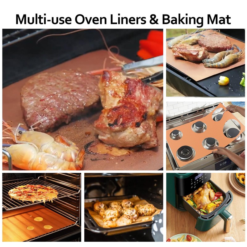 Demiwise 2 Pack Copper Oven Liners for Bottom of Oven,