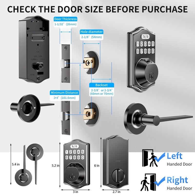 keyless Entry Door Lock deadbolt with Handle Set- Front Door