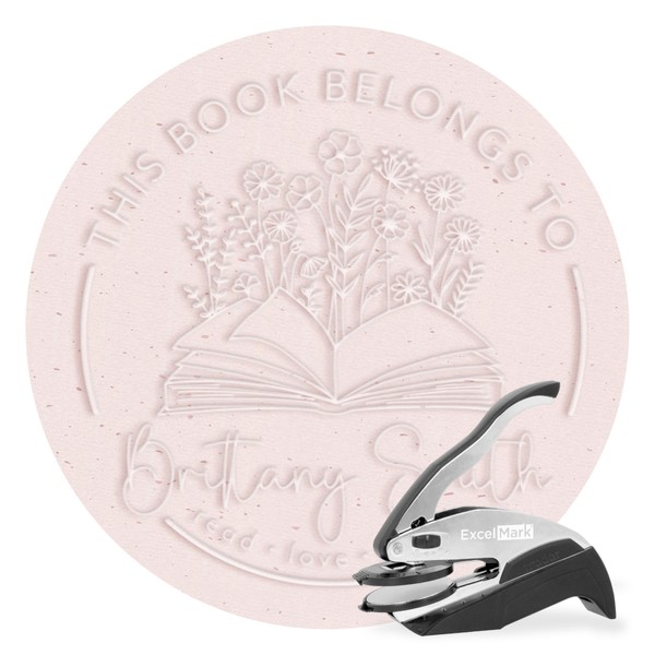 ExcelMark Personalized Book Embosser - Wildflower Book (Round)