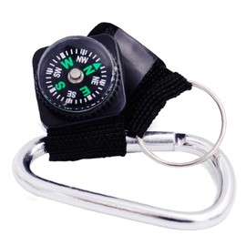 Compass Thermometer Key Holder, Small, Multi-functional, Carabiner Included, Compact, Portable, Outdoor, Survival, Climbing, Disaster Preparedness (4.9 x 1.2 x 0.6 inches (125 x 31 x 14 mm)