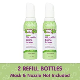 Boogie Micro-Mist Saline Inhaler Refill, 1.7oz Unscented - Pack of 2,1.70 Ounce (Pack of 2)