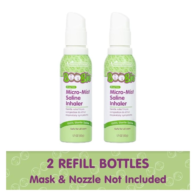 Boogie Micro-Mist Saline Inhaler Refill, 1.7oz Unscented - Pack of