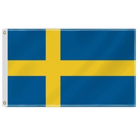 3×5 FT Sweden National Flag,Large Swedish Nation Decor,Double Side Digital Printed 150D Polyester Banner With Canvas Header Brass Grommet For Outdoor Indoor Parade Car