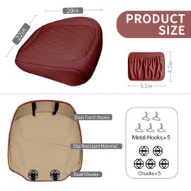 2 Pack Leather Front Car Seat Cover Bottom Car Seat, Anti-Slip and Full Wrap Driver Car Seat Protectors with Storage Pocket, Luxury Waterproof Bottom Auto Seat Cushion Pad Mat for Most Vehicles(Red)