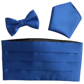 Pinspot Cummerbund Set: Includes Bow Tie and Hanky/Pocket Square (Royal Blue)