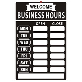 BlackBussiness Hour Sign,Opening Hour Kit, Perfect Signs for Any Business,Store or Office, Changeable Store Hours Plaque