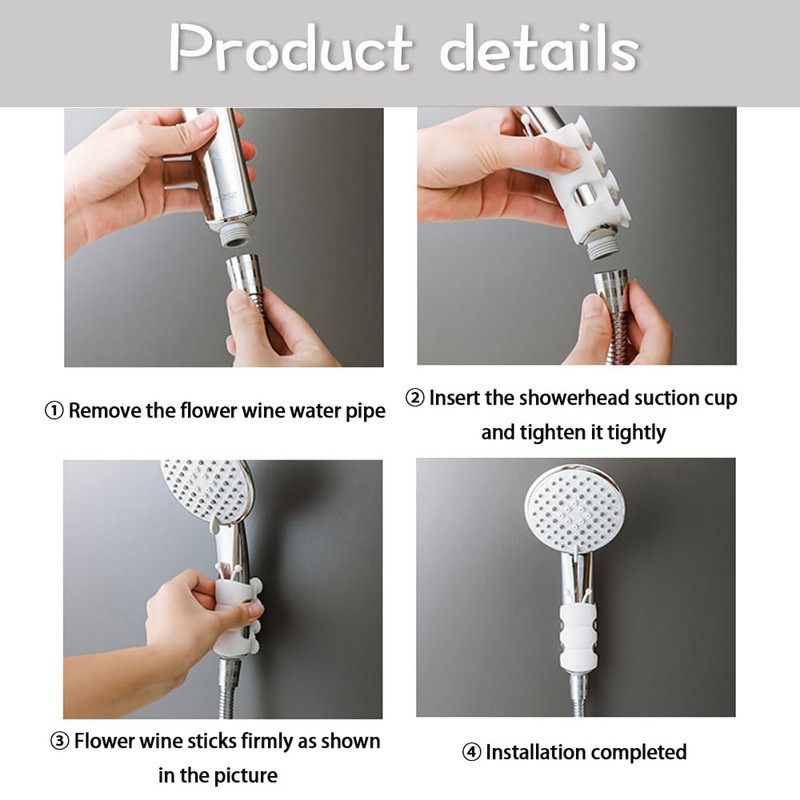 Universal Silicone Shower Head Holder, Upgrade 2025 Suction Cup Holder