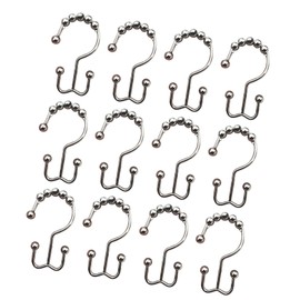 Stainless Steel Shower Curtain Hooks Resistant Double Glide Smooth Sliding Shower Rings for Bathroom 12Pcs