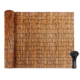 Natural Reed Fencing Rolls: Privacy Bamboo Fence 3/4/5/6ft High Roll Reed Screen, Decorative Bamboo Fencing for Outdoor Balcony Patio Garden Backyard,with Cable Zip Ties(Coffee, 6x10ft)