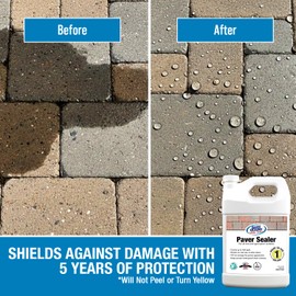 Rainguard Concrete Paver Sealer 1 Gallon | Ready to Use | Protects Paver Surfaces Against Water, Oil, Sap and Stains | Water-Based Silane/Siloxane Acrylic | Eco-Friendly | Natural Finish