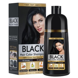 Black Hair Dye Shampoo for Grey Hair, Instant Hair Colour Shampoo for Men and Women, Black Hair Dye Shampoo 3 in 1, 500 ml