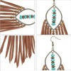 Boho Leather Earrings,Fringe Leather Earrings,Triangle Deerskin Leather Fringe Tassel Earrings,Turquoise