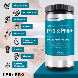 **BPN PRO Probiotics, Prebiotics & Digestive Enzymes** | Inulina, MCT Oil, Vinagre de Sidra de Manzana | 120 Cápsulas para Apoyo Digestivo y Absorción de Nutrientes