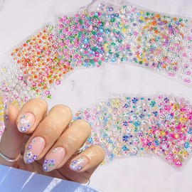 Flower Nail Stickers 30 Sheets Colorful Flowers Nail Art Stickers Cute Daisy Heart Butterfly Cherry Blossoms Design Nail Decals 3D Self Adhesive Nail Art Supplies for Women Manicure Tip Decoration