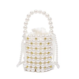 Lapimou Party Bag, Beaded Bag, Pearl Bag, Shoulder Bag, Handbag, Silver Bag, Mini, Small, Shoulder, Women's, Weddings, Yukata, Kimono, Coming-of-Age Ceremony, Hakama, gold