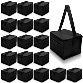 LECEHIVO 18 Pack Insulated Lunch Bags Bulk, Leakproof Cooler Bags Reusable Lunch Boxes,Waterproof Thermal Insulated Beverage Bag for Women Men for Work, Picnic, and Beach(Black)