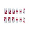 French Tip Press on Nails Heart Fake Nails Medium Square
