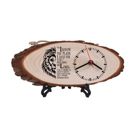 LJZTYX Christian Gifts,Wooden Clock,Desktop Clock,Wooden Silent Wall Clock,Religious Gifts Inspirational Gifts Bible Verse Gifts Birthday Gifts (Jeremiah 29:11)