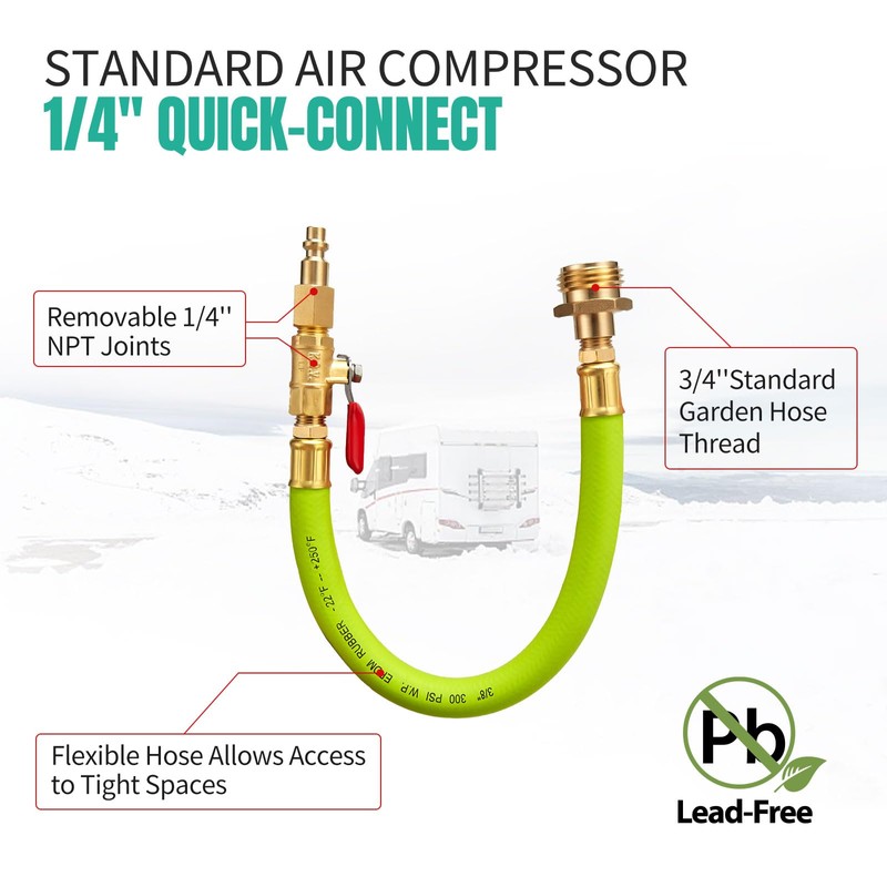 Minimprover Lead -Free Brass 16.9" Winterize Sprinkler System RV Motorhome