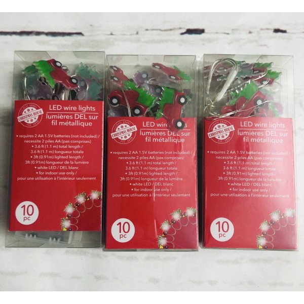 Greenbrier 3 Christmas Red Truck Farmhouse Decor LED Wire String