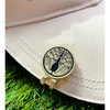 Golf Marker Magnet with Clip Circle Burlap Family Crest Gold