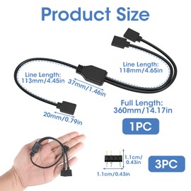 weigongr Argb Splitter,5V 3Pin Strip Connector RGB Addressable 1 to 2 Splitter Cable with Male Pins for Computer Chassis,Computer Fans, ARGB LED Splitte Series CPU Cooler ect