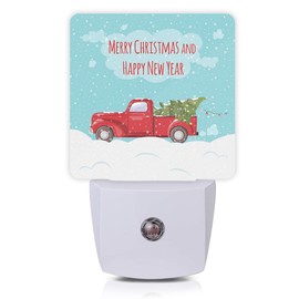 Oeaskly Christmas Décor Night Light,Retro Pickup and Christmas Tree Night Lights Plug into Wall with Dusk to Dawn Light Sensors 0.5W Dim Lamp for Bedroom