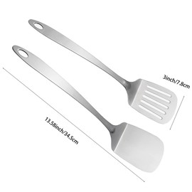 IMEEA Kitchen Spatula Set Solid Turner Stainless Steel Turner Spatula Cooking Utensil Set for Baking Mixing Grilling Serving Food, 13.5-Inch
