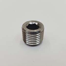 304 Stainless Steel 1/4" NPT Hex Socket Plug - Great for blocking unused petcock bung holes and other pipe thread plumbing applications - SOLD INDIVIDUALLY - Harley Chopper Bobber