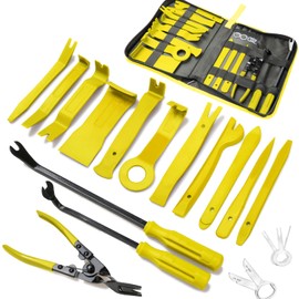 Poraxy 19Pcs Trim Removal Tool,Car Panel Door Audio Trim Removal Tool Kit, Auto Clip Pliers Fastener Remover Pry Tool Set with Storage Bag