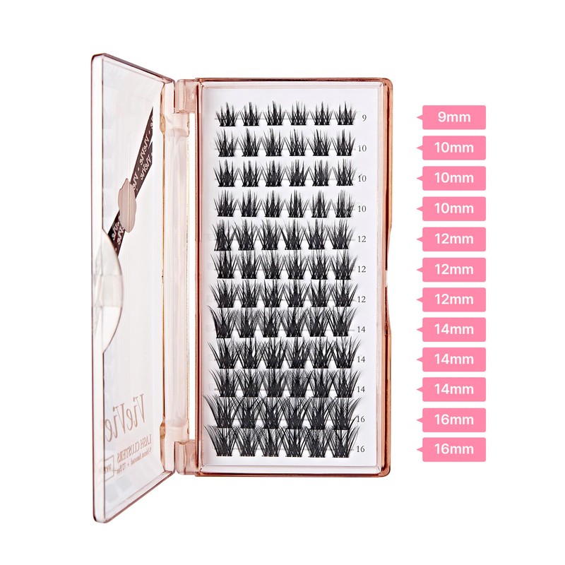 VieVie Lash Clusters 72pcs DIY Eyelash Extension Lashes, 9-16mm Mix