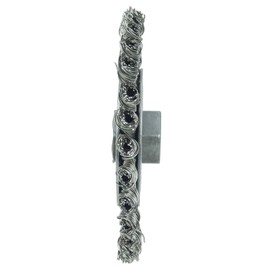 Weiler 13135 Dualife 3/8"-24 Arbor, 0.020" Wire Size, 4" Diameter, 3/16" Face Width, 302 Stainless Steel Bristles, Very Narrow Face, Stringer Bead Twist Knot Wire Wheel Brush